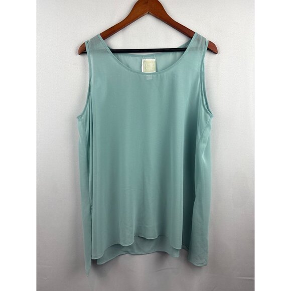 Women’s Wynne Layers Size 1X Light Blue Sheer Tank Blouse - Picture 1 of 5